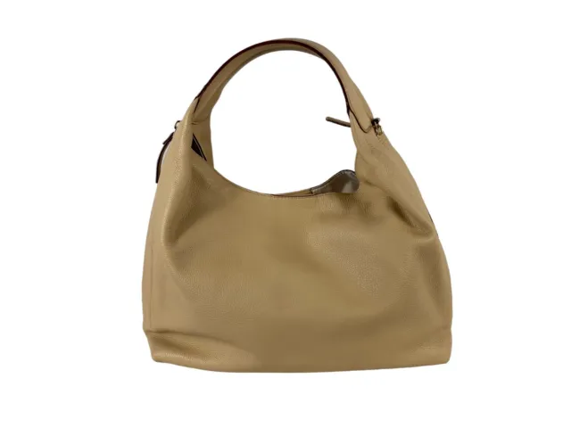 Kate Spade Light Camel Med Size Pebble Leather Expandable Tote Zip Strap Handbag