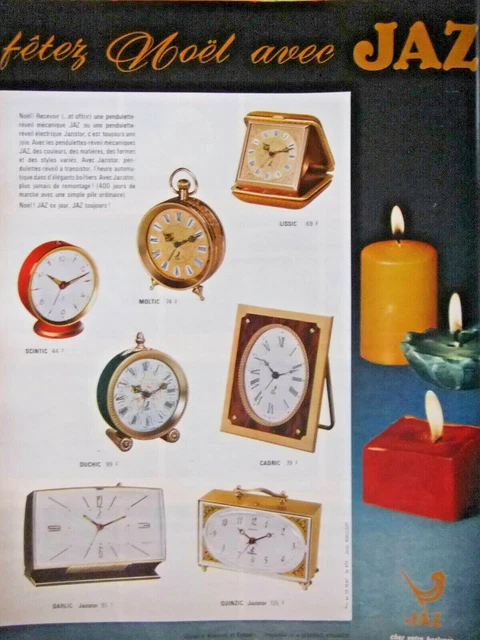 1967 Christmas Press Advertisement With Jaz Pendulum Mechanical & Electric Alarm Clock