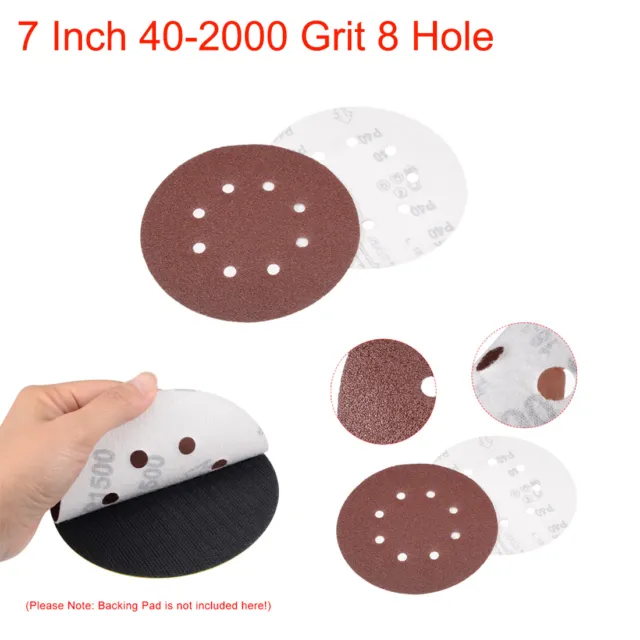 10Pcs 7 Inch 40-2000 Grit 8 Hole Hook and Loop Sanding Disc Flocking Sandpaper