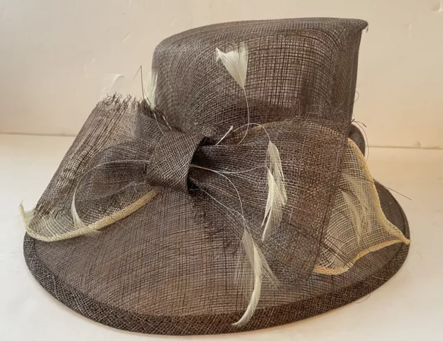 Vtg Womens Sinamay Straw Hat Edwardian Downton Abbey Derby Summer Marks Spencer