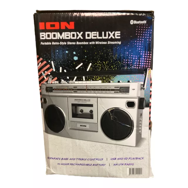 ION Audio - Retro Boombox with AM/FM Radio - Silver 3