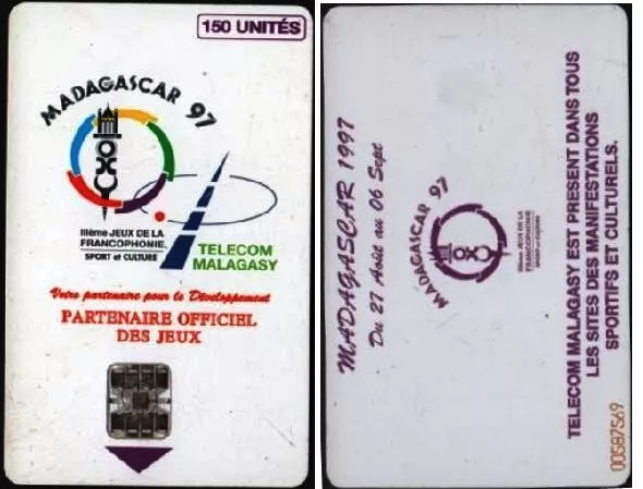 MADAGASCAR 1997 GAMES de la FRANCOPHONIE TELECARTE 150U CHIP SC7