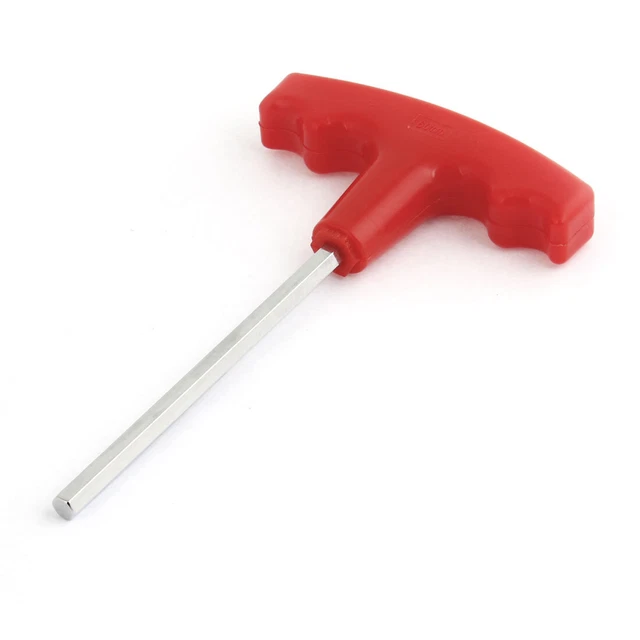 Embout hex 6mm Dia plast rouge Poignée T Pointe métal Ton Argent clé hex