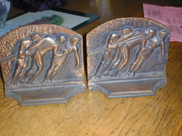 Wonderful Arts & Crafts Copper Plated Cast Iron GALLEY SLAVES Bookends