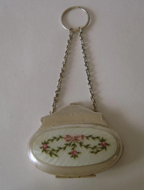 An Antique Sterling Silver & Guilloche Enamel Coin Purse Birmingham 1910