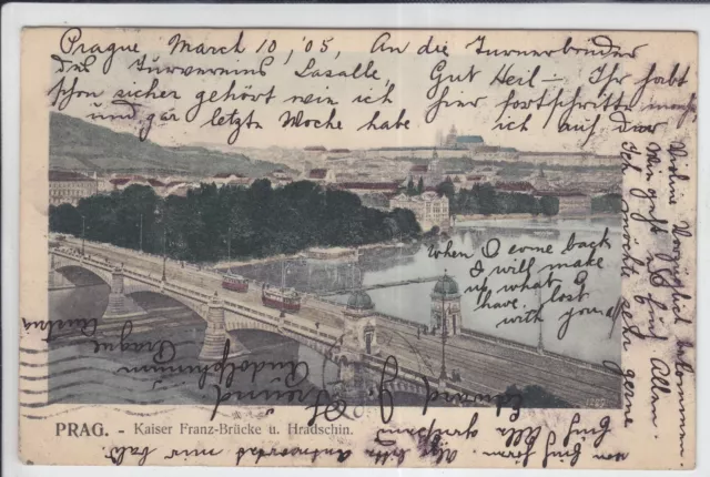 AK Praha, Prag, Kaiser Franz-Brücke, Hradschin, 1905