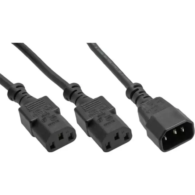 10x InLine Netz-Y-Kabel, Kaltgeräte, 1x IEC-C14 auf 2x IEC-C13, 3m