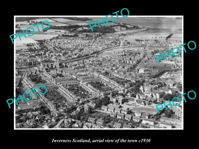OLD LARGE HISTORIC PHOTO OF INVERNESS SCOTLAND AERIAL VIEW OF THE TOWN c1930 1