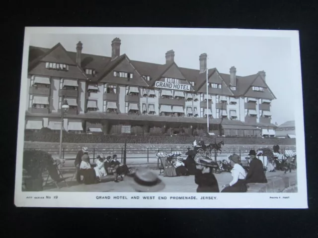 Grand Hotel & West End Jersey Channel Islands Real Photo Vintage Postcard L10