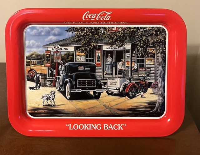VTG Coca-Cola “Looking Back” Metal Tin Advertisement Collectible Serving Tray