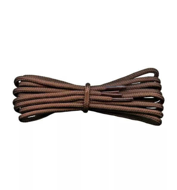 Fabmania 4mm Strong Round Shoe Laces Brown 140cm Work Hiking Boot Shoelaces