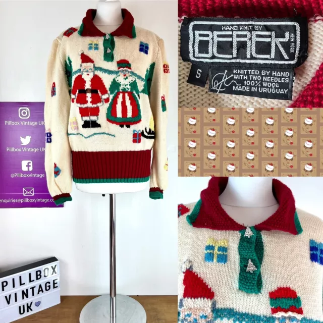 Maglione in lana vintage Berek taglia small lavorato a mano in Uruguay anni '80