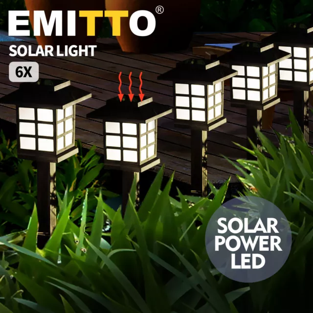 Emitto 6x LED Solar Power Garden Lights Landscape Path Lawn Yard Lamp Outdoor