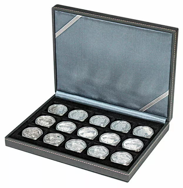 Nera XM Coffret de monnaie Lindner 2363-15 15 cases 40mm & Coin 33-34mm