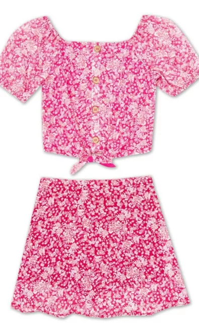 Speechless Big Girl's 2-Piece Floral Print Crop Top & Skort Set-Size-10 or 12