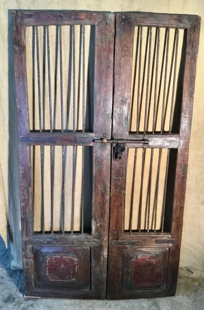 Antique Architectural Salvaged Wood & Iron Doors. Wine Cellar Doors