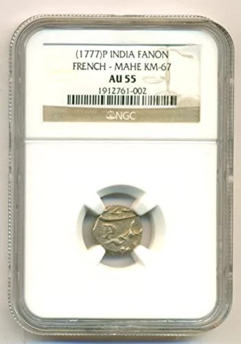 India - French Mahe 1777 P Silver Fanon AU55 NGC