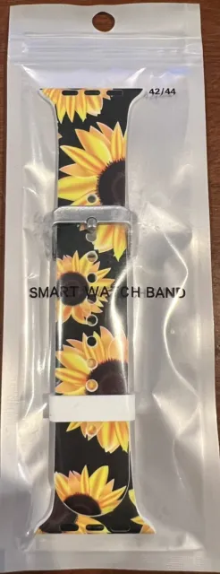 Smart Watch Band 42/44 Black with Sunflowers