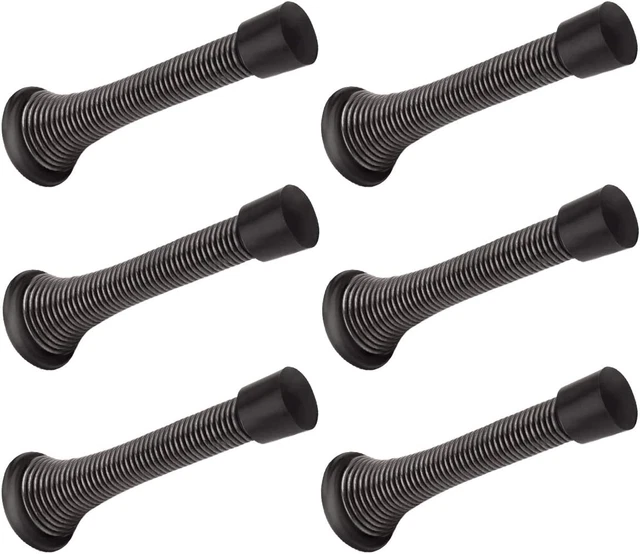 6 Pack Spring Door Stopper Oil Rubbed Bronze - 3-1/4" Flexible Spring Door Stops