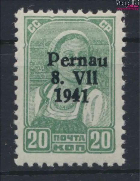 Briefmarken Estland (Dt.Bes.)-Pernau 1941 Mi 8II postfrisch Brauchtum, Tra (9792