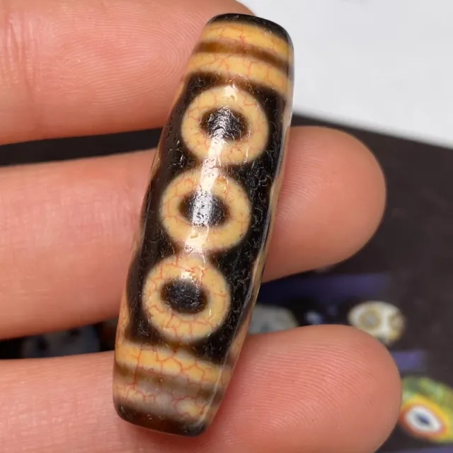 Ancient Tibetan DZI Beads Old Agate Lucky 5 Eye Totem Amulet Pendant GZI