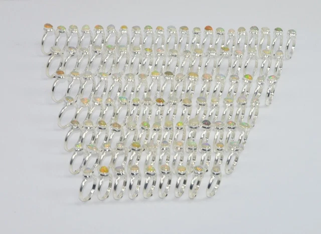 Wholesale106PC925 Solid Sterling Silver NATURAL ETHIOPIAN OPAL RING Lot s494
