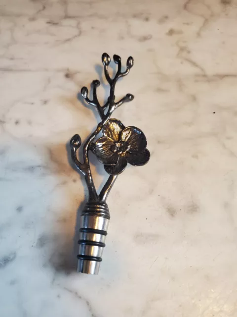 Wine Bottle Stopper Metal Dogwood Flower And Stems