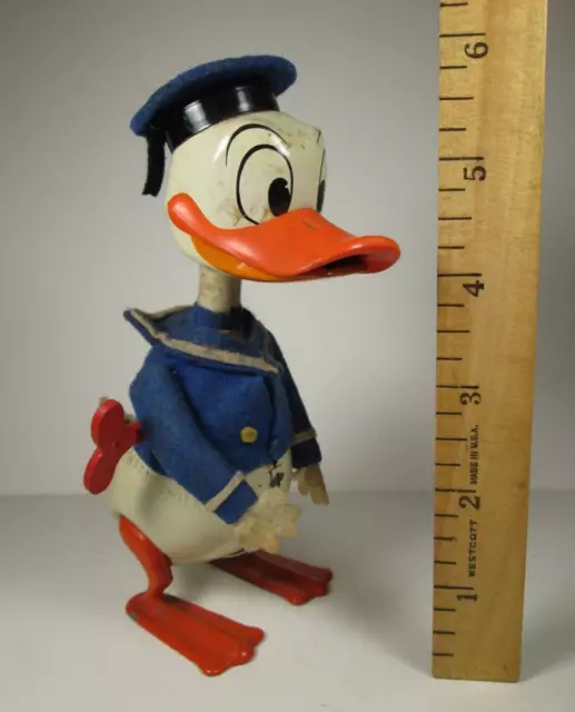 Donald Duck Schuco - Tin Wind-up Toy - Orange Bill Sailor - Walt Disney