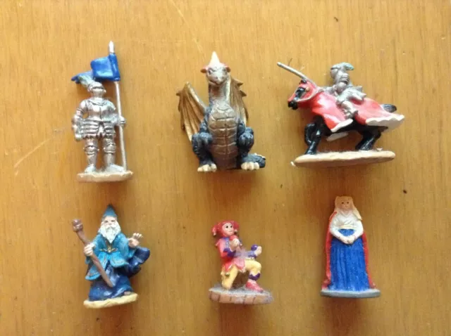 Lot Of 6 Medieval Miniature Metal Knight/Dragon/Merlin/Princess/+ Figurines"