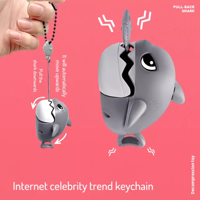 Thread Biting Shark Pull String Pendant Keychain Kid Toy Car Bag Key Ring De SN❤