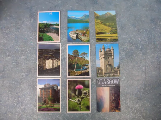 9 old Scottish - Scotland Postcards – Aboyne, Loch Lomond, Glencoe etc.