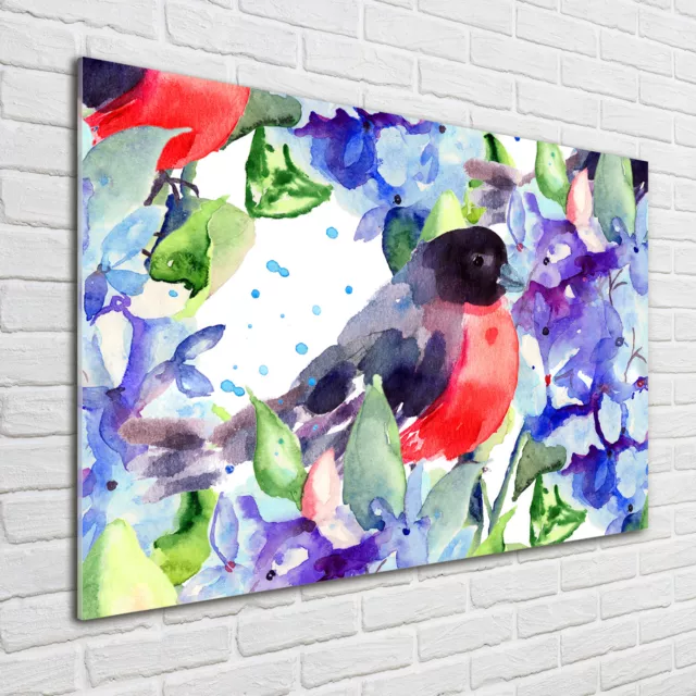 Wandbild aus Plexiglas® Druck auf Acryl 100x70 Tiere Vogel und Blumen