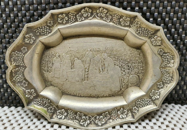 Antique Empty Ashtray Silver Metal Cup Pocket Bautz Moet & Chandon Harvest