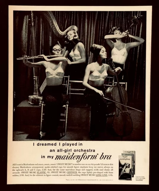 1960 Maidenform Bra Advertisement Women Band Orchestra Brassieres Vtg Print AD