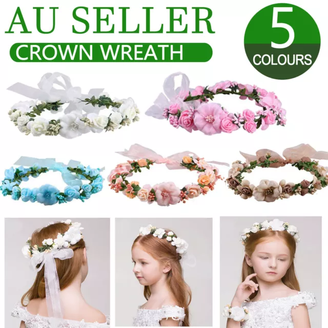 Women Girl Crown Wreath Wedding Flower Headband Garland Hair Band Floral Garland