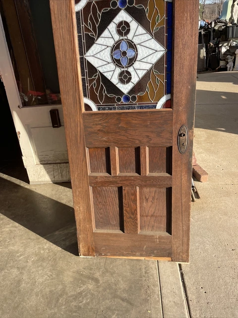 AN 695 antique stained and jeweled Glass entrance door 32 x 83.75 x 1.75. 11