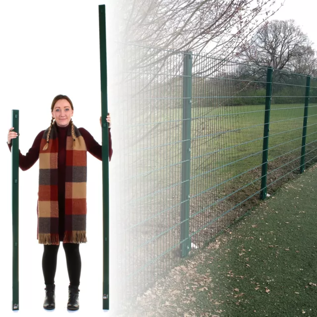 1.5M/2.3M Fence Post Green Square Round Steel Metal Fencing Stake Powder Coated