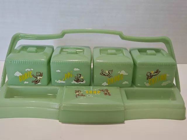 Vintage MCM Mint Green Clarolyte Baby Nursery Vanity Plastic Organizer