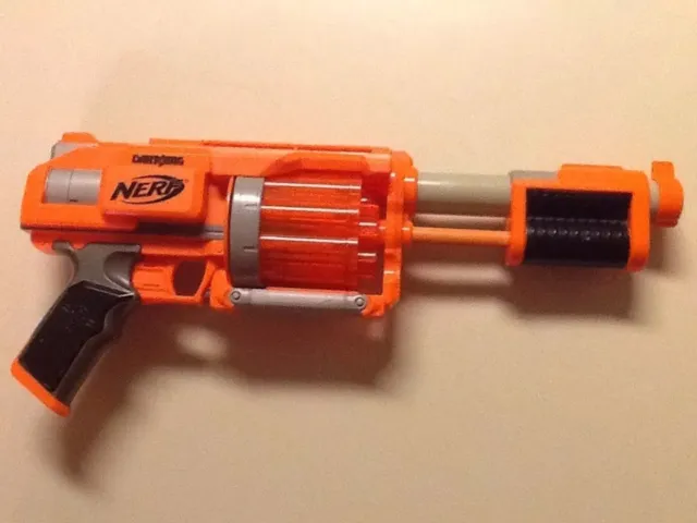Nerf Dart Tag Gun Orange Fury Fire Blaster Revolving Pump Shooter 10 Dart Loader