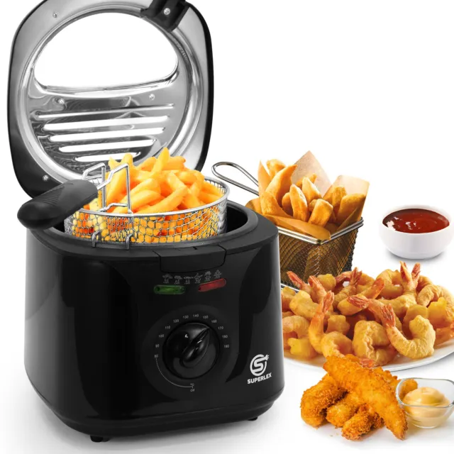 SUPERLEX 2L Deep Fat Fryer Electric Non-stick Chip Pan & Basket Oil Fry 1300W