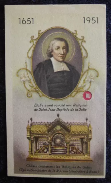 OLD ANTIQUE RELIC RELIQUE PRAY HOLYCARD IMAGE St. Jean Baptiste de la Salle (1)