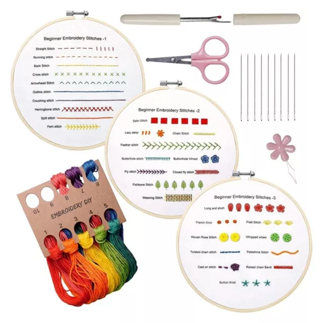 Beginners Embroidery Stitch Practice Kit Embroidery Needlework Ribbon Painting