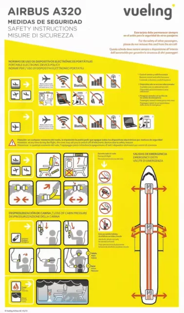 Vueling (Spain) - Airbus A320 - V3/15 - Safety Card - Consignes De Securite