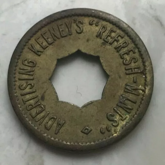 Advertising Keeney's Refresh-Mints 5 Cents  Trade Token