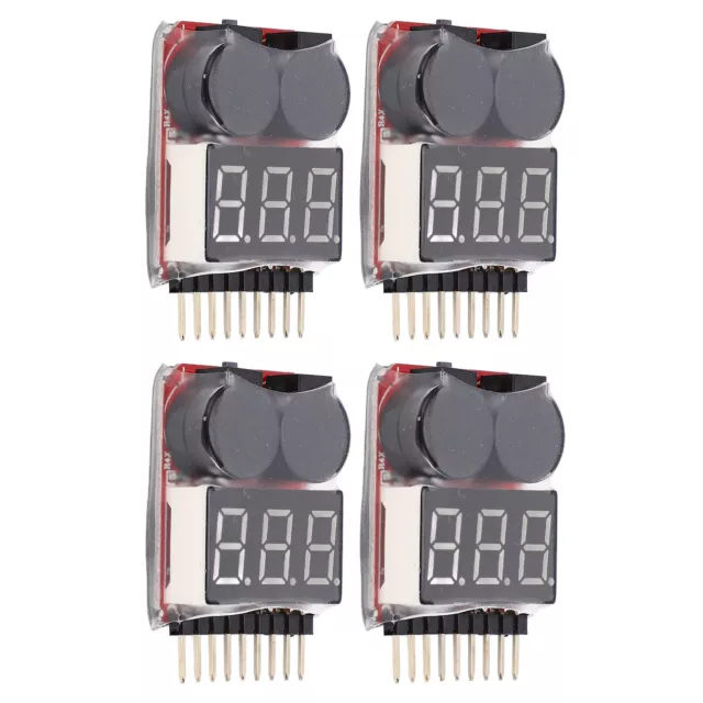 RC Batterie Low Voltage Summer Alarm Lipo Battery Voltage Tester Monitor 4 PCS