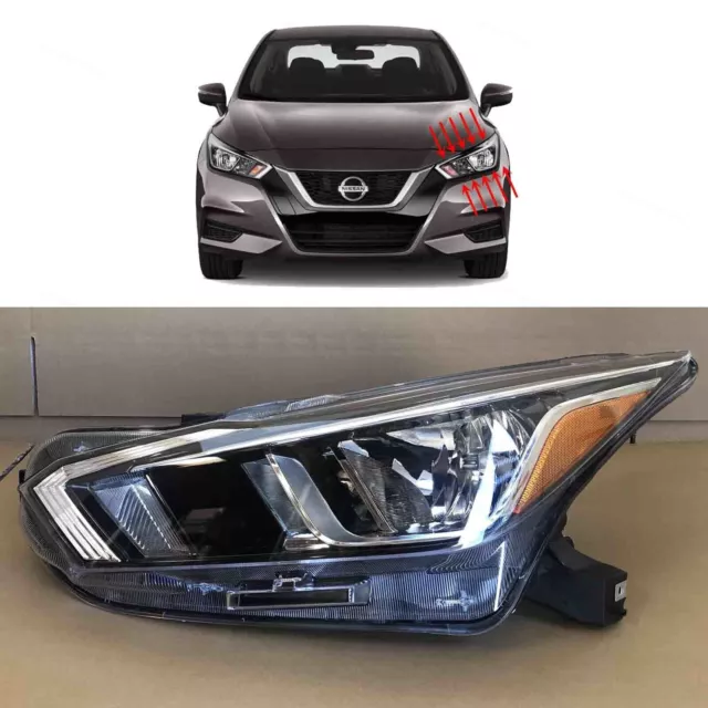 Headlight Assembly for 2020 2021 2022 Nissan Versa S SV Left Driver Side Halogen