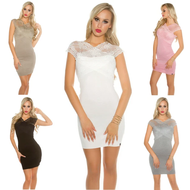 Abito vestito donna maglia lunga sexy glamour pizzo incrociato spalle new