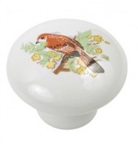 Red Bird Ceramic Cabinet Knob Hardware Door Drawer Handle Pull Colorful