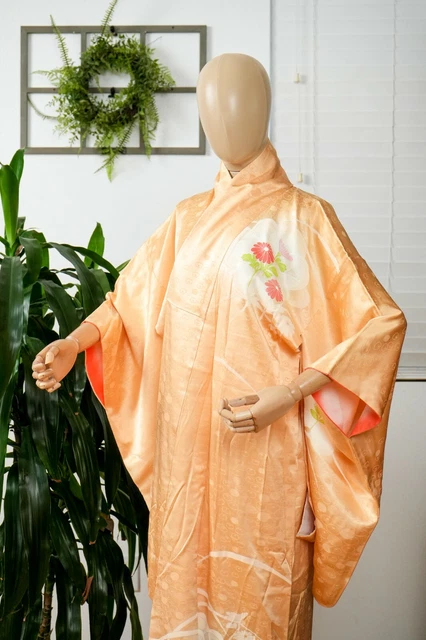 Dear Vanilla Japanese Silk Kimono Women's Robe Gown Authentic Japan Vintage Mint 2