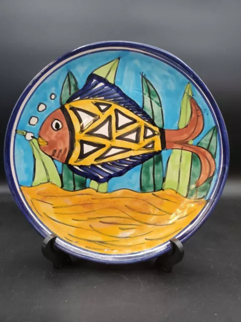 Talavera Fish Wall Decor Hanger Plate Mexico Mexican Folk Art  Signed  Ruth Mex.